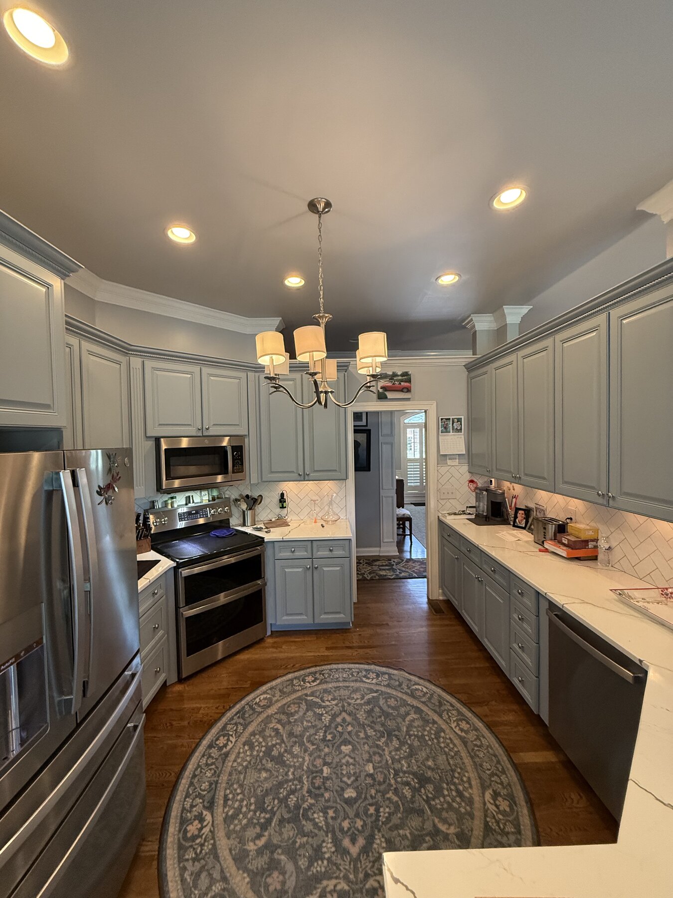 Before and after cabinet refinishing